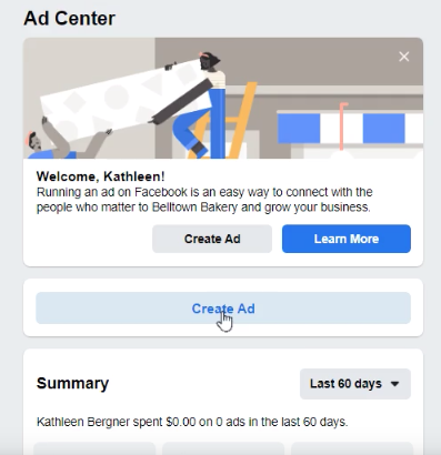 Tampilan workspace Guided Project Facebook Marketing Coursera 3