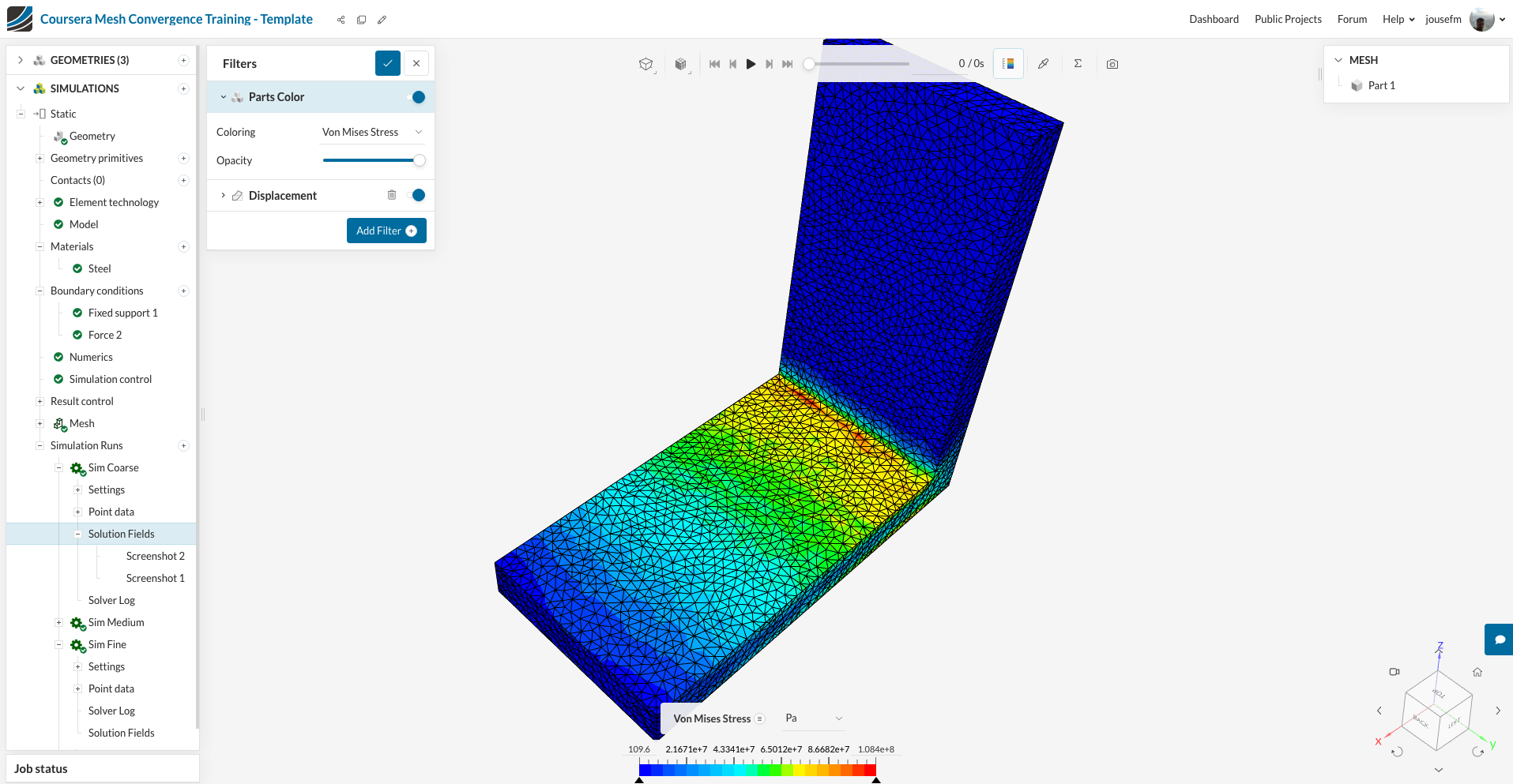 Screenshot hasil akhir mesh convergence study