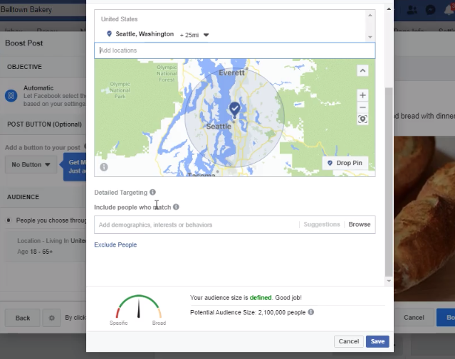 Tampilan workspace Guided Project Facebook Marketing Coursera 7